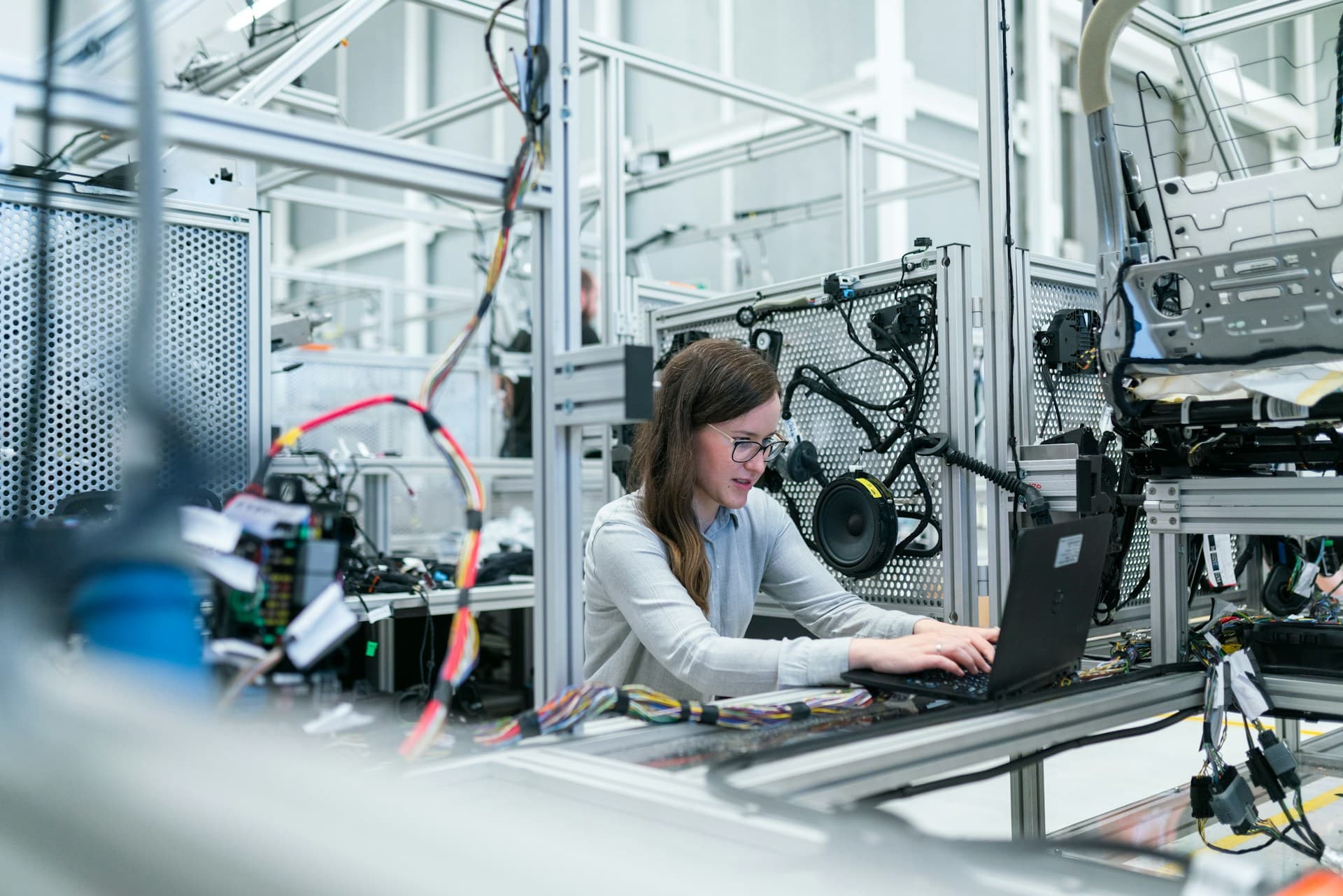 Engineer working with precision industrial equipment